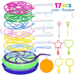 Kids & Adults Bubble Making Toys with notorious Trays$ Dinosaur Shark Wand Toys$ Party Favors B Bangcool Bubble Wands Set - 17pc 