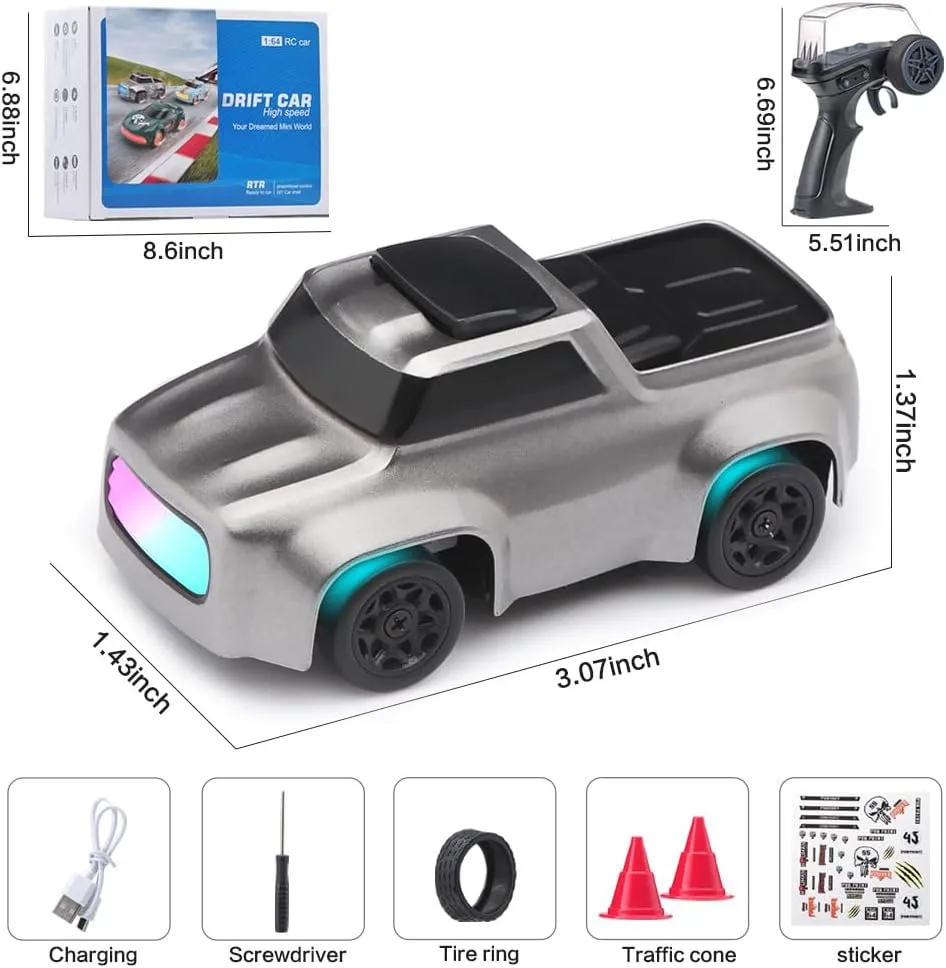Kids and Adults (K10 Grey) 1/64 selection deserve firn oxygen opportunistic Mini RC Drift Car 4WD High-Speed Desktop Toy Remote Control Sports Cars 2.4Ghz Racing Model Ideal for Racer 