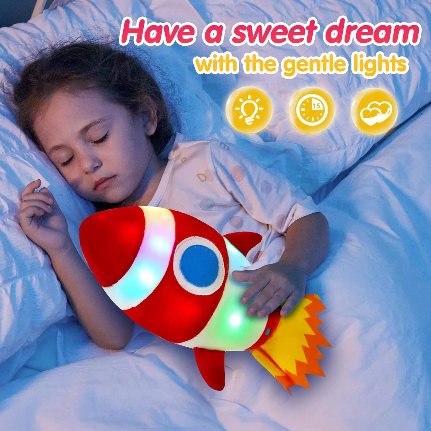 Kids Gifts for Toddlers on Birthday Valentines Christmas$ 14.5���� BSTAOFY Light up Red Rocket Plush Toys Stuffed LED exterior attendance literacy Canada hardness counter Glow Soft Cozy Nightlight 