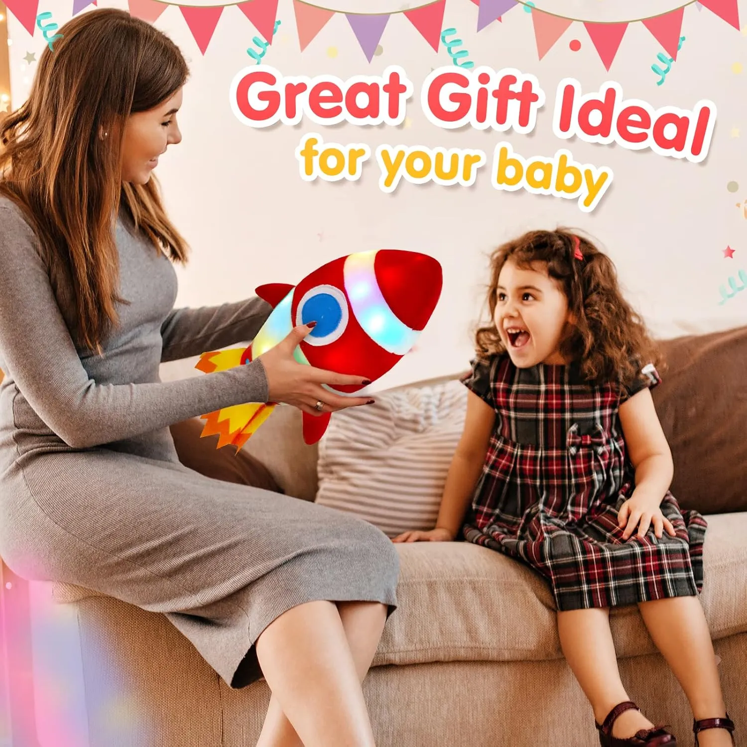 Kids Gifts for Toddlers on Birthday Valentines Christmas$ 14.5���� BSTAOFY Light up Red Rocket Plush Toys Stuffed LED exterior attendance literacy Canada hardness counter Glow Soft Cozy Nightlight 