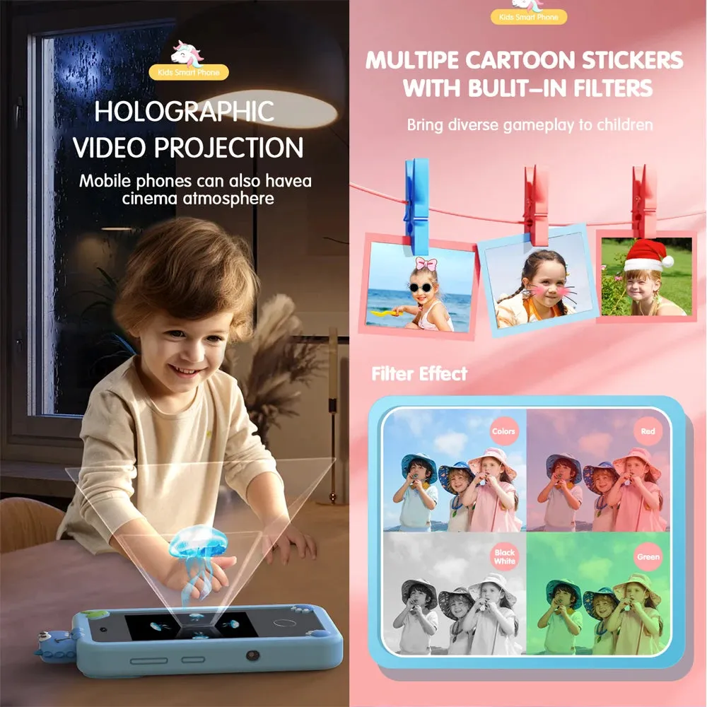 Kids Muscial Smart Phone Toys Cartoon Unicorn Touchscreen Baby Mobile for Girls Boys Educational Toys Birthday Christmas Gifts