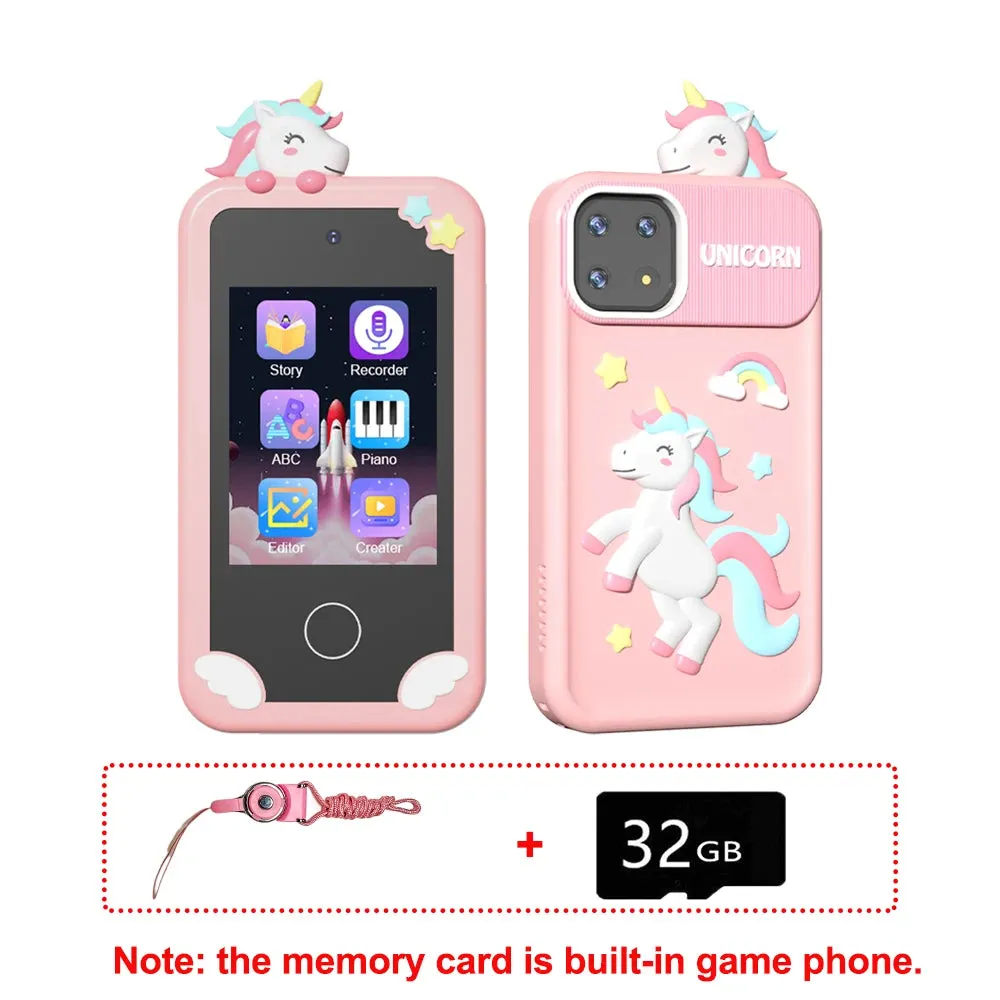 Kids Muscial Smart Phone Toys Cartoon Unicorn Touchscreen Baby Mobile for Girls Boys Educational Toys Birthday Christmas Gifts
