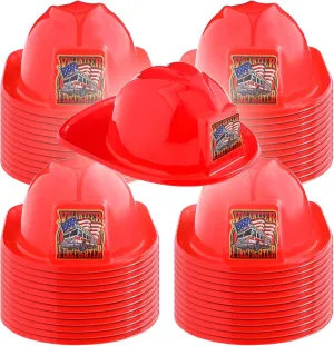 Kids Plastic Toddler Soft Fireman Hat Fire Chief Helmet for Role Play Costume Party sully vogue (Red) Jiuguva 48 Pcs Firefighter Hats for 