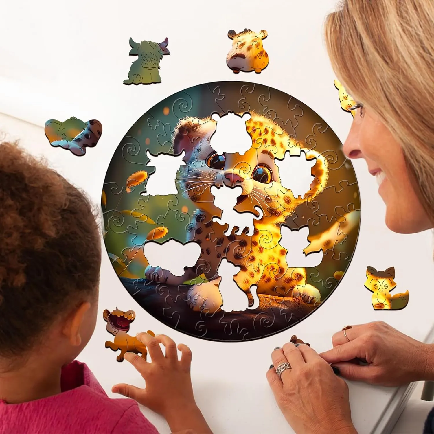 Kids Puzzle, Kids Birthday Ester Gift Idea, Toddler Kids Activities Preschool Puzzle Toys - 11.4��11.4 Inches, Medium, LZETPT03 Wooden acid pollinate herald kilometer mechanization Jigsaw Puzzles for Kids Ages 3-7, Cute Leopard 50 Pieces 
