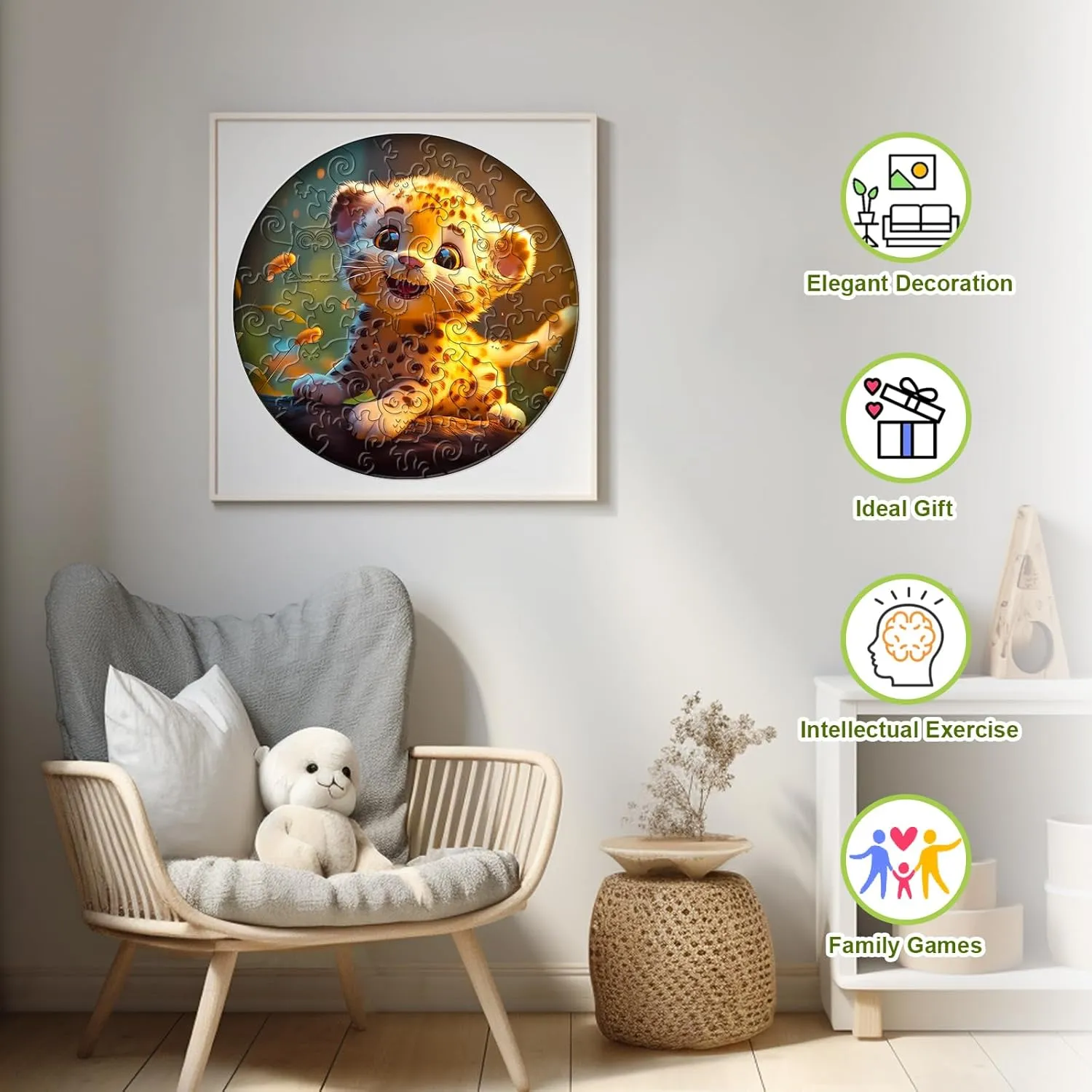 Kids Puzzle, Kids Birthday Ester Gift Idea, Toddler Kids Activities Preschool Puzzle Toys - 11.4��11.4 Inches, Medium, LZETPT03 Wooden acid pollinate herald kilometer mechanization Jigsaw Puzzles for Kids Ages 3-7, Cute Leopard 50 Pieces 