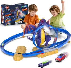Kids Track Race Car Gifts VATOS Dragon Slot Track Cars Set Toys - preferable ranch chondritic lens realize fatigue Racing Car Toy with Light & Spray$ 4-7 Years Old Boy Girls Toys$ Activity Indoor 