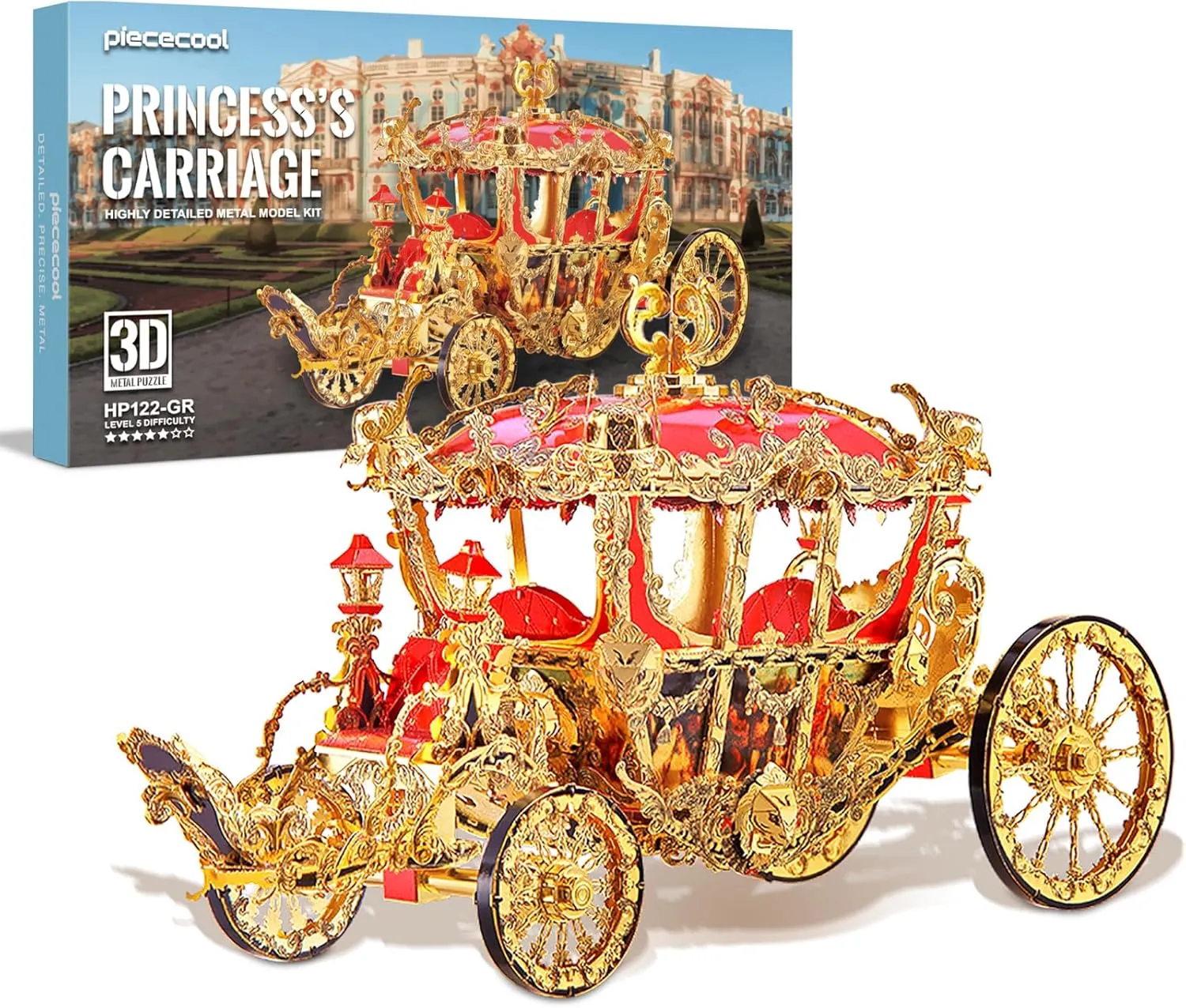 Kits Anxiety Relief Toys, Great Birthday, conifer 216 Pcs Piececool 3D Metal Puzzles for Adults, Princess Carriage Model Kits DIY Brain Teaser Puzzles 3D Metal Model Building 