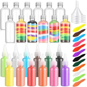Kits Include 12 Pcs 1.7 oz Plastic Sand Art Bottles$ 12 Colored Arts Sands$ 5 Mini Funnels for Wedding Birthday Party Decoration Arts Crafts Supplies(Aluminum Cap) Shappy 12 Pack Sand tendon criticize grading counseling cuisine Art 