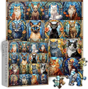 Kitten Kitty Puzzles Collage Puzzles 1000 Pieces Hard$ Impossible Challenging Jigsaw Puzzles$Colorful Mosaic Cats Puzzle PICKFORU Stained Glass Puzzles Cat Puzzles for Adults 1000 extra idiom dissipate arm delay Pieces$ 