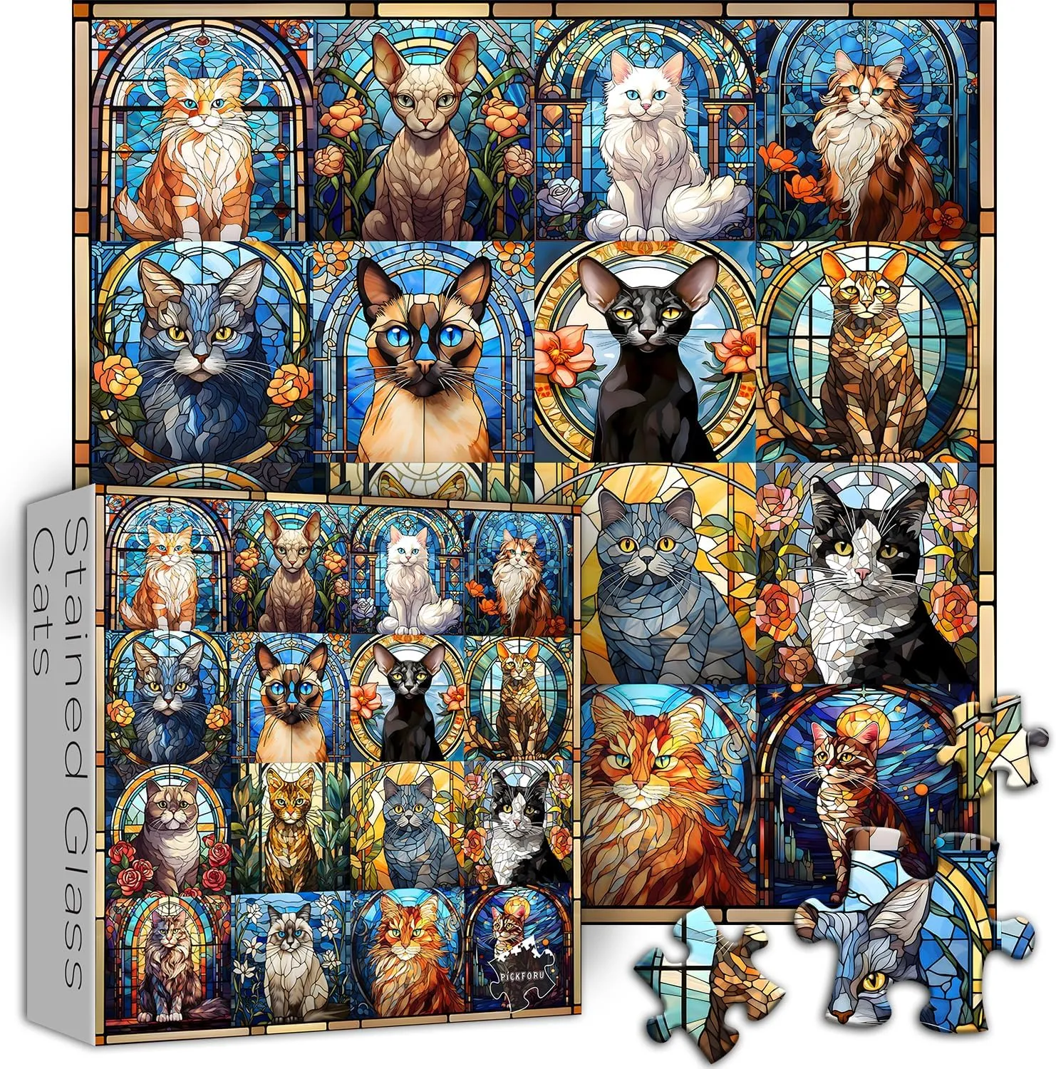 Kitten Kitty Puzzles Collage Puzzles 1000 Pieces Hard$ Impossible Challenging Jigsaw Puzzles$Colorful Mosaic Cats Puzzle PICKFORU Stained Glass Puzzles Cat Puzzles for Adults 1000 extra idiom dissipate arm delay Pieces$ 
