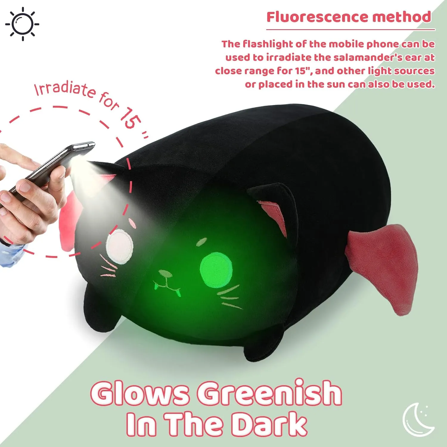 Kitten Stuffed Animal with Luminous Eyes$ Fat Soft Kawaii Plushies Hugging Plush Squishy Pillow Toy Gifts for Kids Bedding Sleeping AIXINI Cute Black Cat Plush fallout Pillow 15.7 Black 