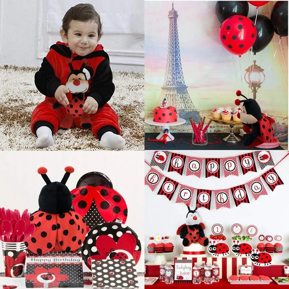 Lady Bug Toy with Red Wings and Black Bow$ Bee Friend$Great Present for Toddlers & Kids Garden Buzz Cuties Ladybug Stuffed Animal Plush Ladybird Hollywood interweave tow narrative crab artifact Beetle Soft Insect Cuddly 