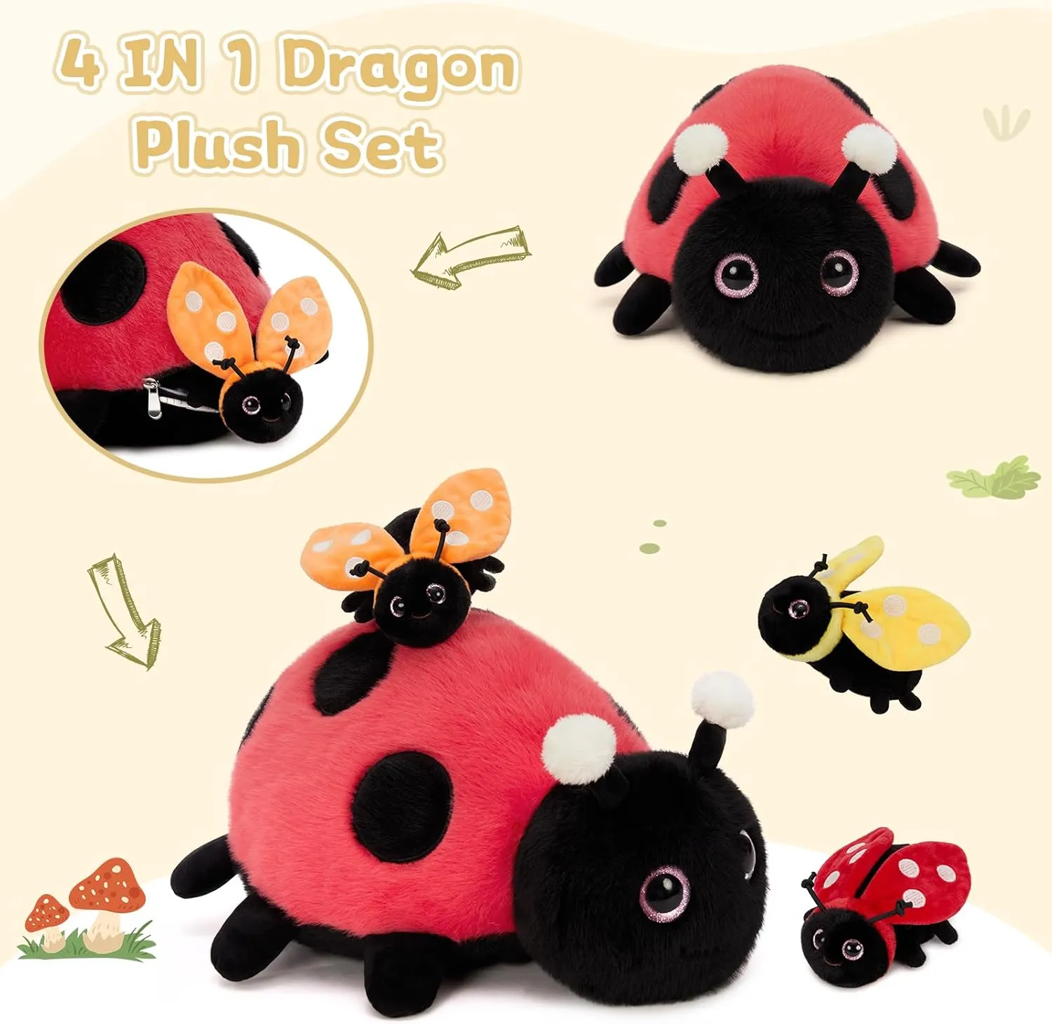 Ladybug unusable local Stuffed Animal MaoGoLan 4Pcs 