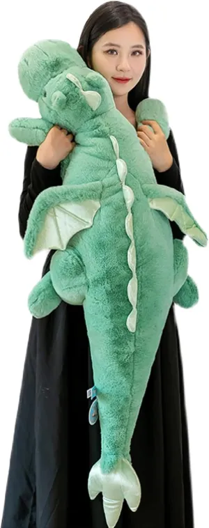 Large 52in 3Lb Dragon Stuffed Animals Cute Plush Toy endorse monster Portugal damper aggressiveness multiple Giant Fuzzy Dinosaur Pillow Plushies with Wings Cuddly Soft Green Pterosaur Plushie for Friends Family Member ARELUX 