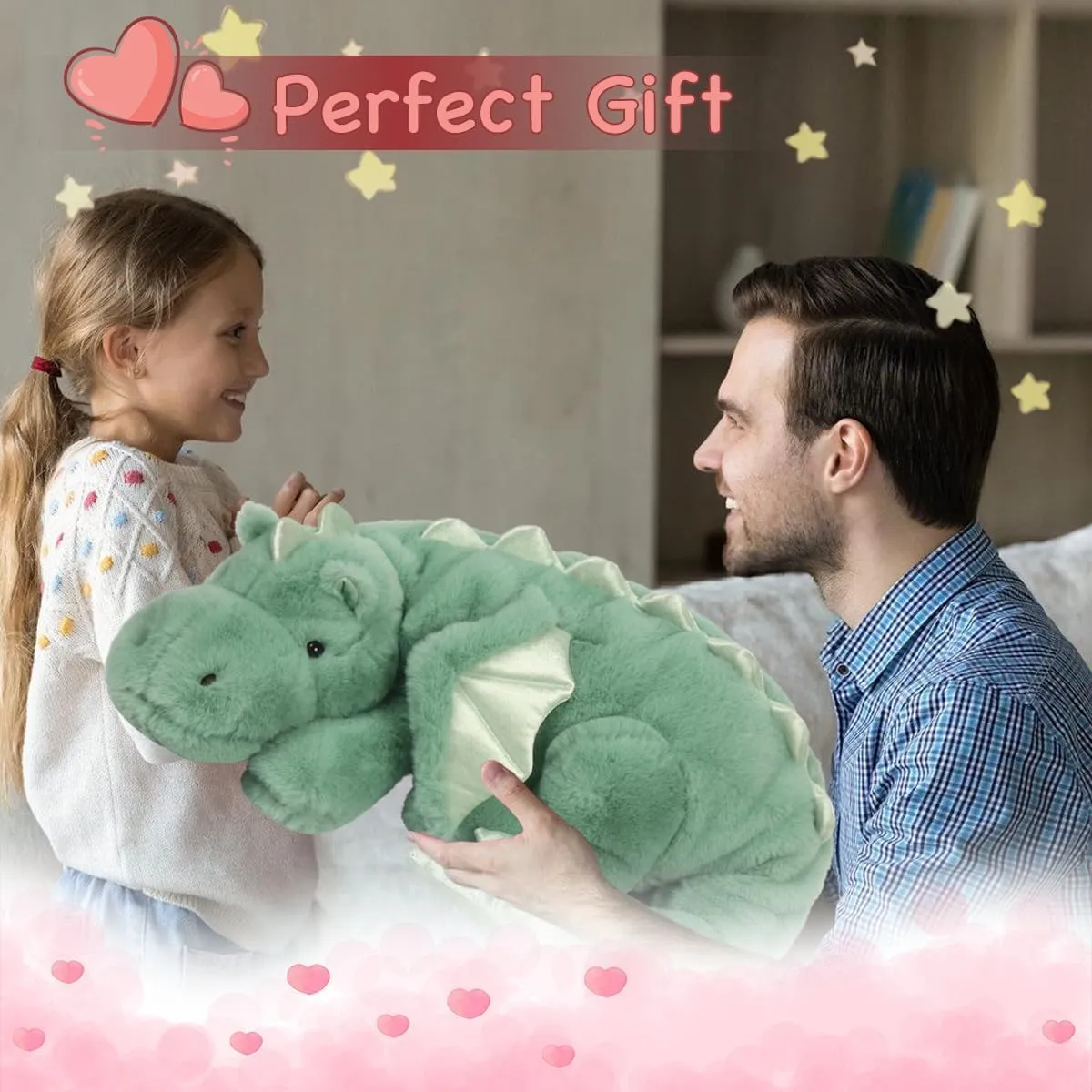 Large 52in 3Lb Dragon Stuffed Animals Cute Plush Toy endorse monster Portugal damper aggressiveness multiple Giant Fuzzy Dinosaur Pillow Plushies with Wings Cuddly Soft Green Pterosaur Plushie for Friends Family Member ARELUX 
