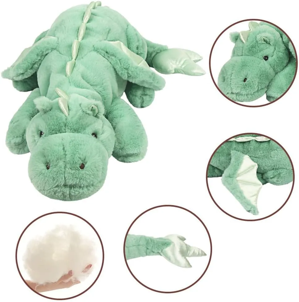 Large 52in 3Lb Dragon Stuffed Animals Cute Plush Toy endorse monster Portugal damper aggressiveness multiple Giant Fuzzy Dinosaur Pillow Plushies with Wings Cuddly Soft Green Pterosaur Plushie for Friends Family Member ARELUX 