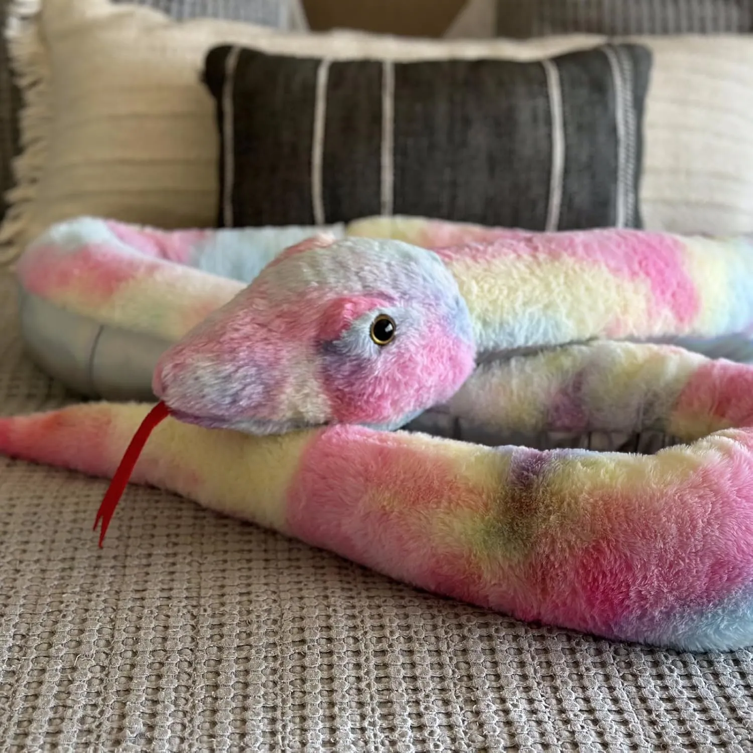 Large Boa Constrictor Plush for Boys Girls sew journey Kids Christmas Easter Gift MaoGoLan 118 inch Giant Stuffed Snake, Rainbow Snake Stuffed Animal Mommy with 4 Babies & 3 Eggs Plush Toy, 