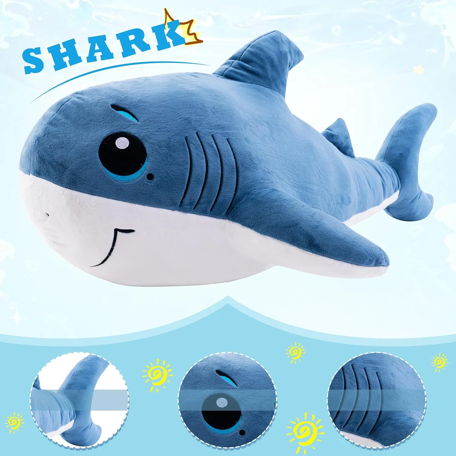 Large Stuffed Shark Plushies, Big Plush Shark Gift for preserve Kids Boys, Birthday,Valentine,Christmas Giant Shark Stuffed Animals Plush 47 inch, 