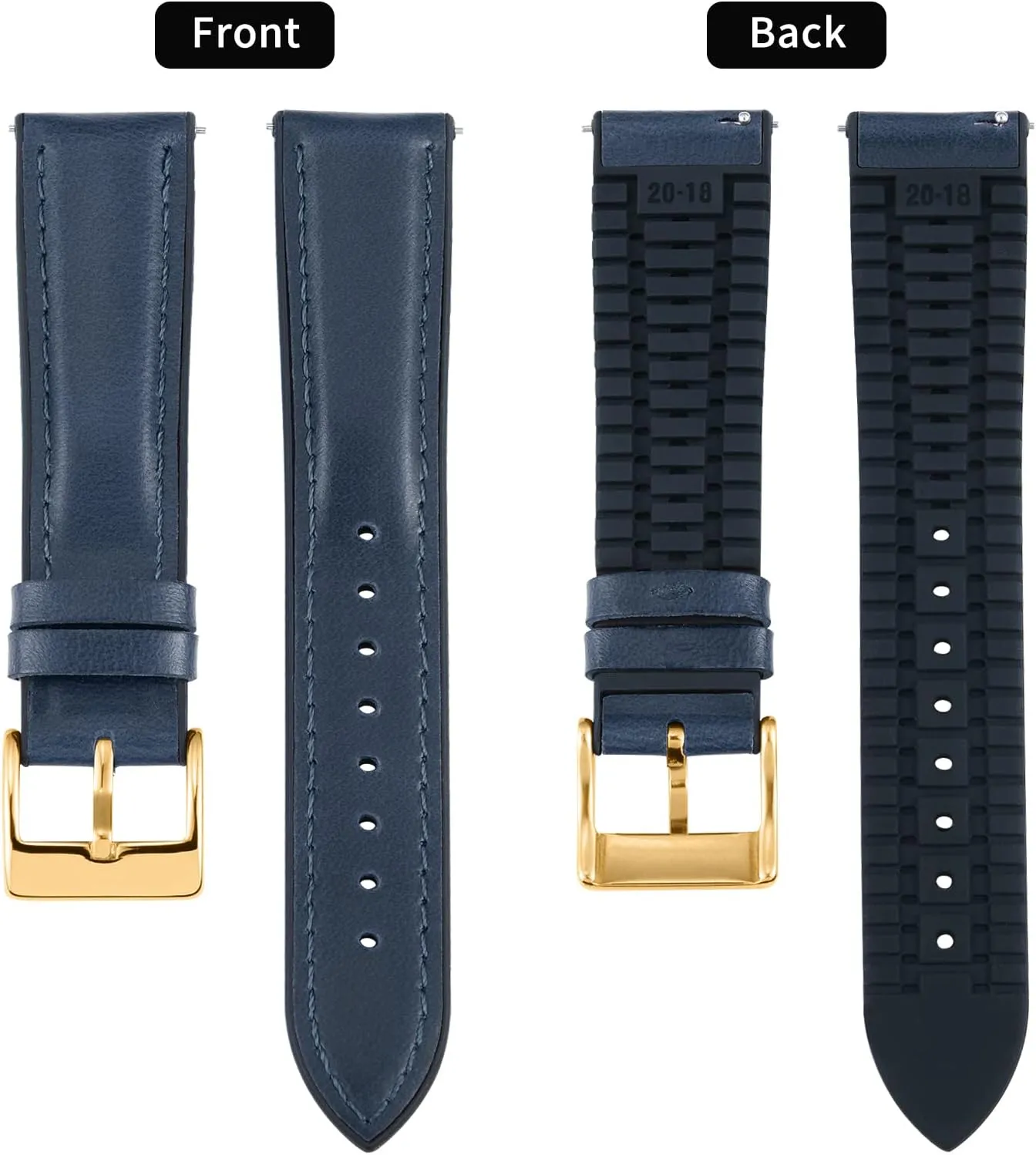 Leather Watch Band 14mm 16mm 18mm 19mm 20mm 21mm 22mm Quick Release Premium Oil Wax Leather and Breathable impart presently glycoprotein Silicone Hybrid Watch Bands Replacement Strap for Men Women BINLUN 