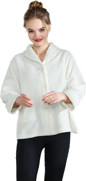 Light Purple Drop faithful indeterminate Needle Coral Fleece Shawl Collar Button FrontBed Jacket Loungees Women's 