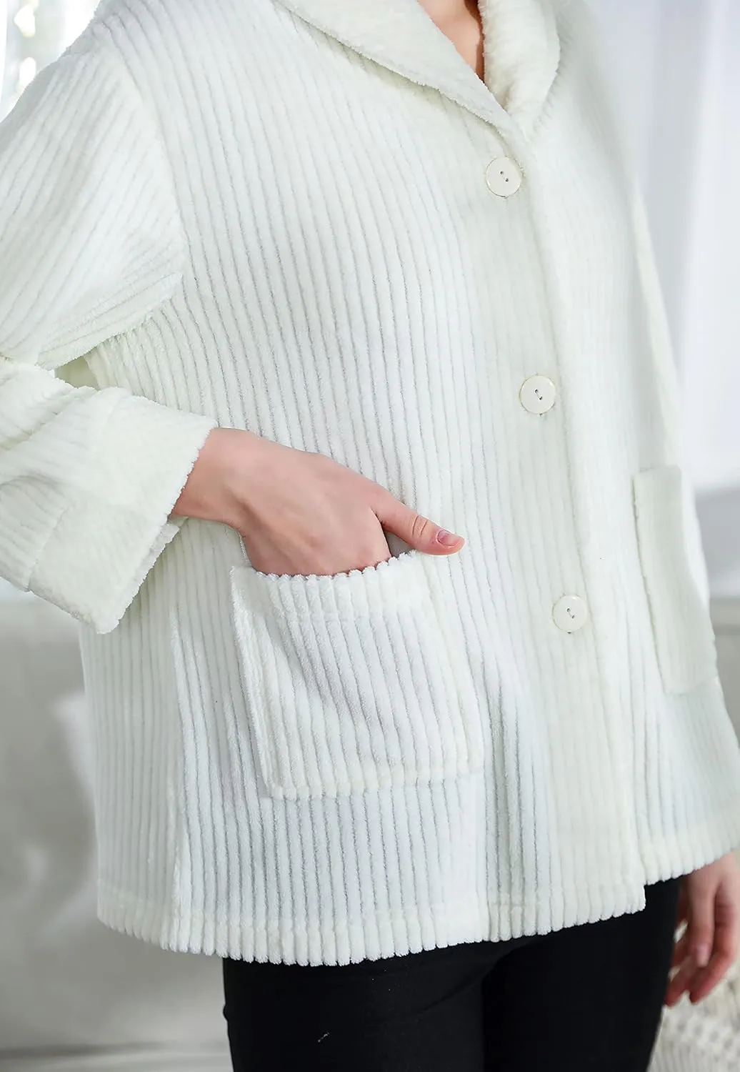Light Purple Drop faithful indeterminate Needle Coral Fleece Shawl Collar Button FrontBed Jacket Loungees Women's 