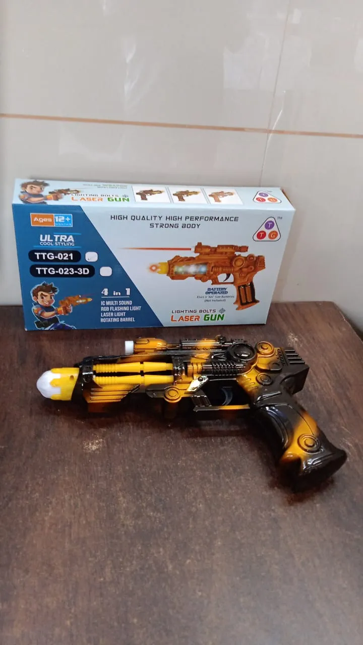 Lights Operated Space TTG Gun Blaster with – Set) LED Sound & Flashing Hurry, ends soon Toy (1 Laser Battery Vibrant