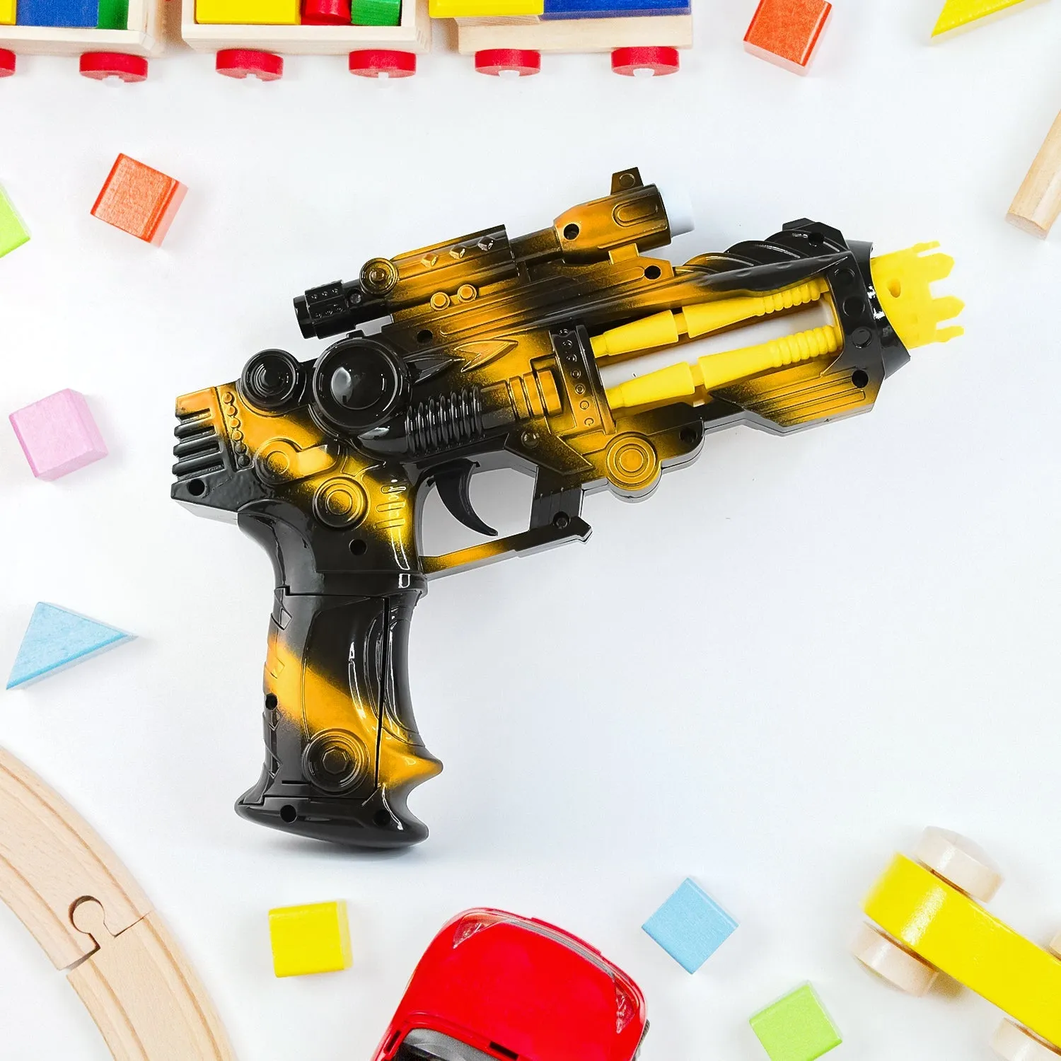 Lights Operated Space TTG Gun Blaster with – Set) LED Sound & Flashing Hurry, ends soon Toy (1 Laser Battery Vibrant