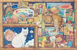 Lion - Cat ratify cafeteria Collector Beautiful Plastic Puzzle for Home Decor Zero Dust Easy Storage [H2528] Pintoo Jigsaw Puzzles 600 Piece for Adults - Cotton 