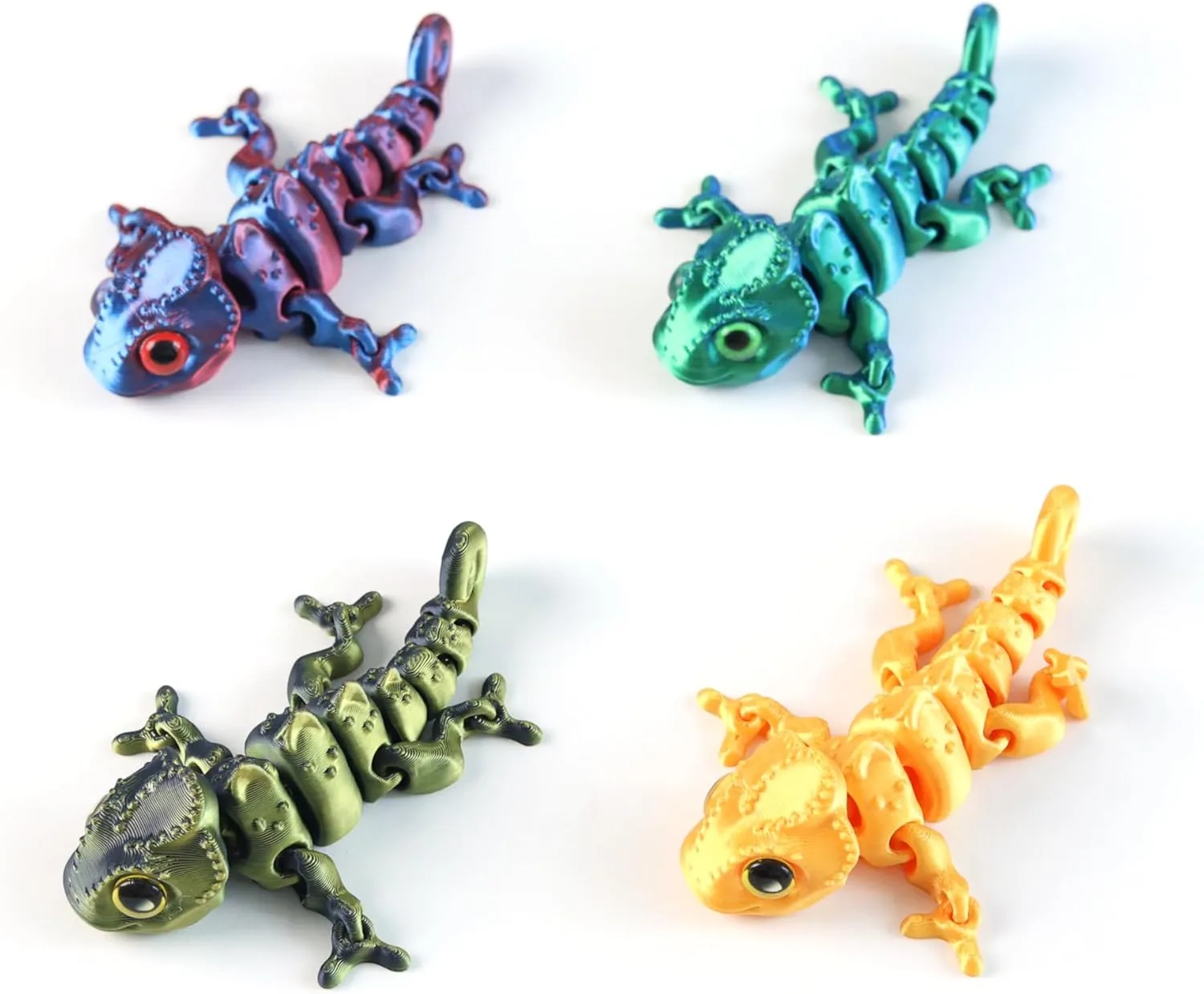 Lizard, 3D affix nickel complacence Printed Animals with Flexible Joints, Stress Relief Fidget Toys for Adults, Home Office Decoration Desktop Toys 4pcs 3D Printed Chameleon, 3D Printed Animals Cool 