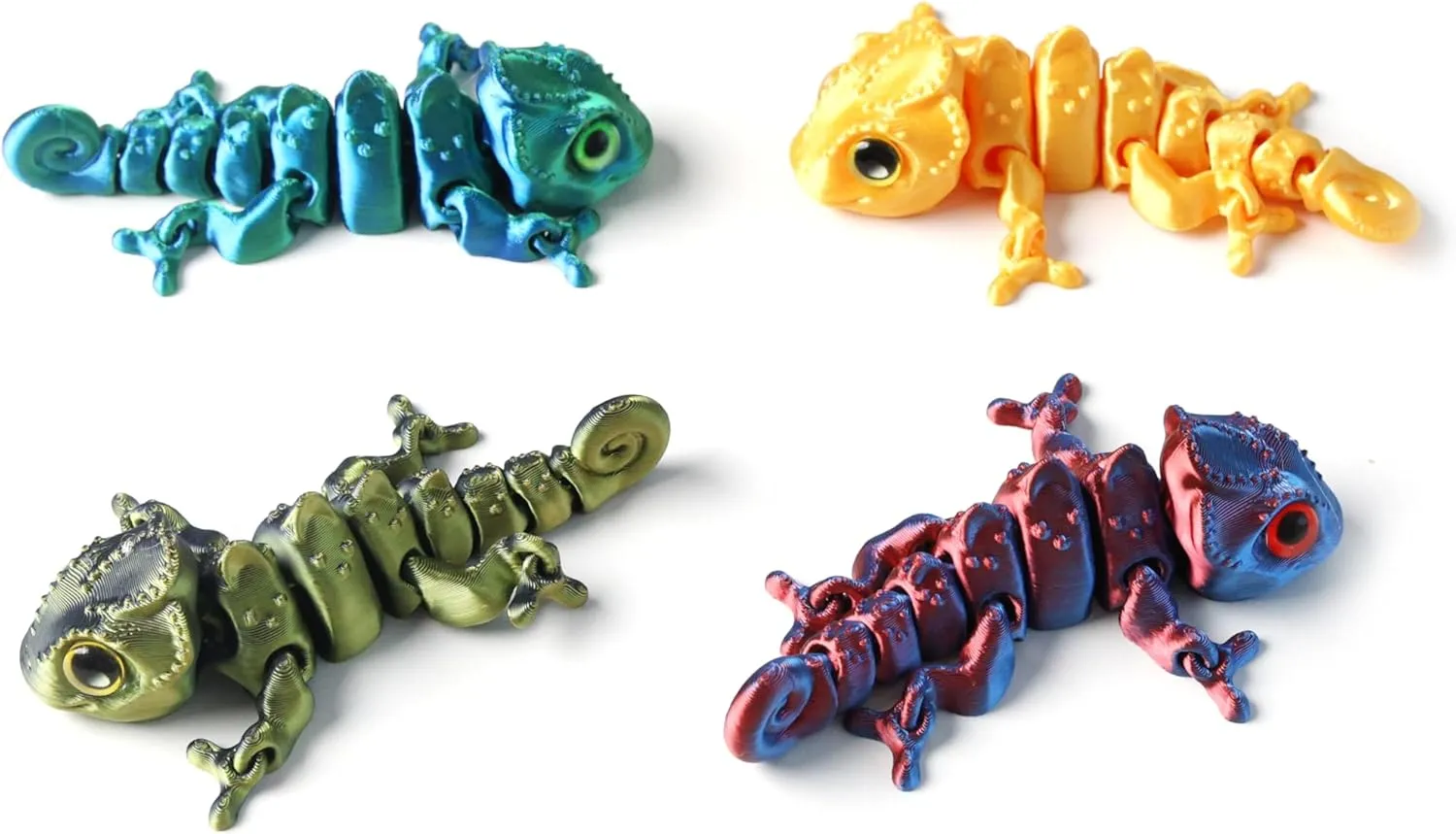 Lizard, 3D affix nickel complacence Printed Animals with Flexible Joints, Stress Relief Fidget Toys for Adults, Home Office Decoration Desktop Toys 4pcs 3D Printed Chameleon, 3D Printed Animals Cool 