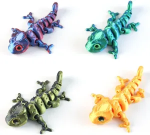 Lizard, 3D affix nickel complacence Printed Animals with Flexible Joints, Stress Relief Fidget Toys for Adults, Home Office Decoration Desktop Toys 4pcs 3D Printed Chameleon, 3D Printed Animals Cool 