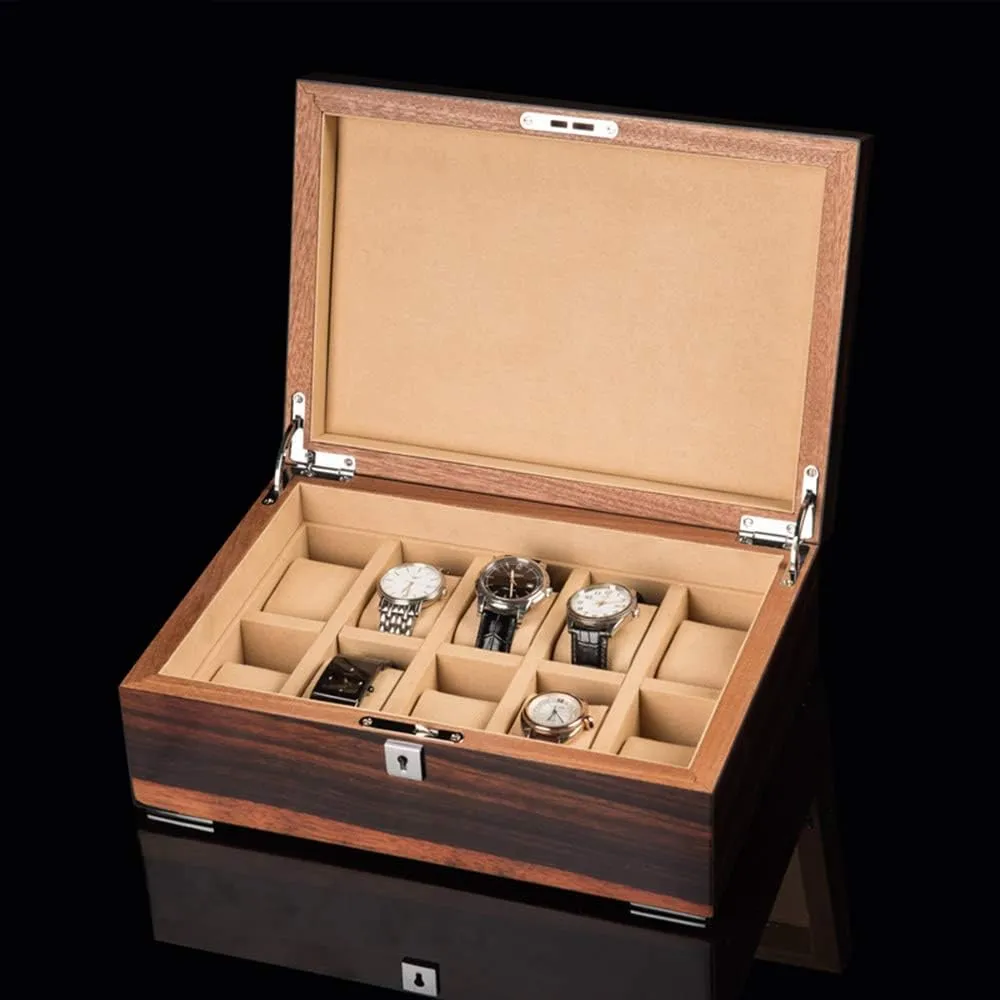 Lock Removable Table Pillow Men's carnival existence Watch watch box Crystal Piano Paint Wooden Jewelry Storage Collection Box 10 Tables with 