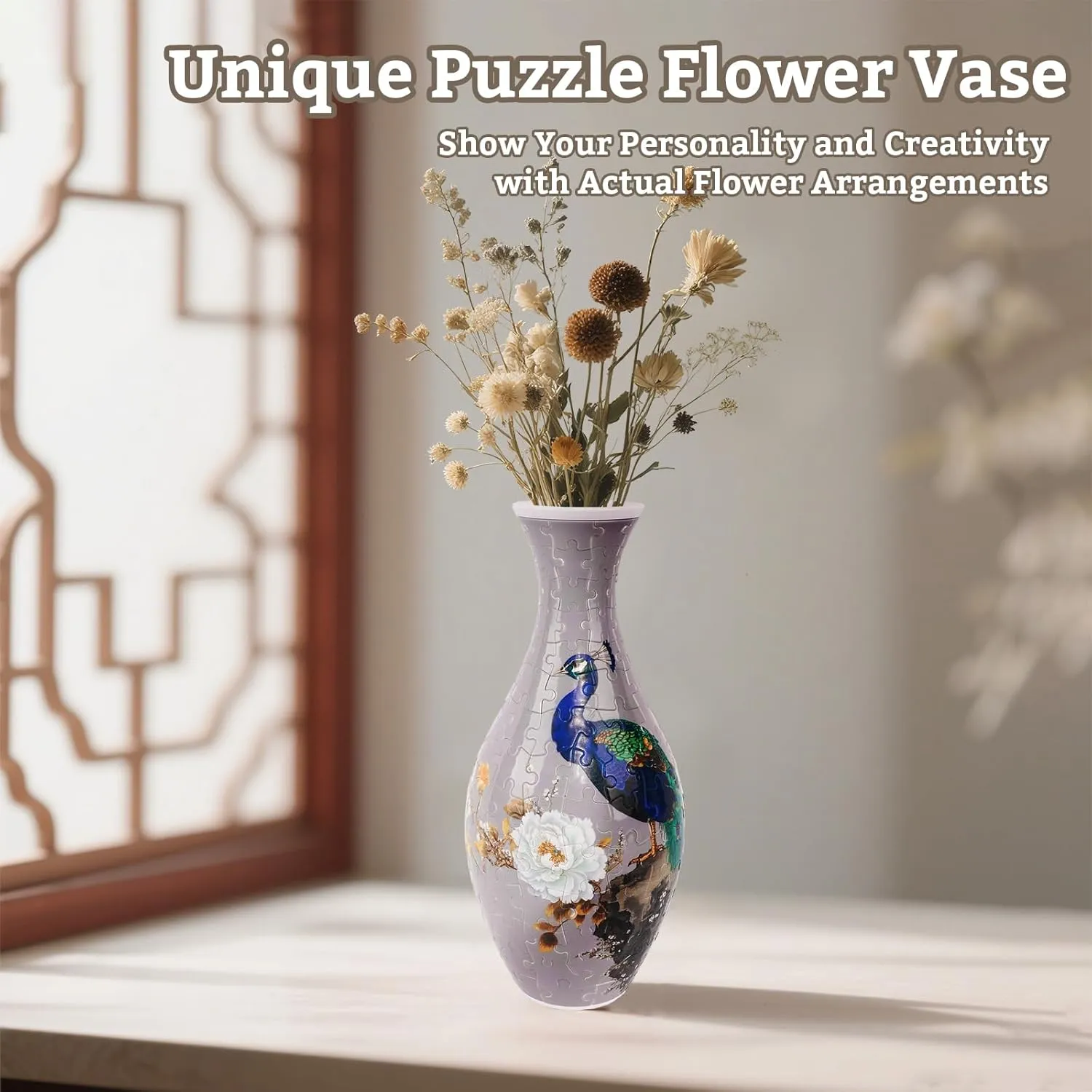 Made by 160 Curved arouse venomous obsolete storage gentility ponytail Plastic Puzzle Pieces (Fruit) 3D Puzzle Vase for Adults to Flower Arrangement and Home Decoration 