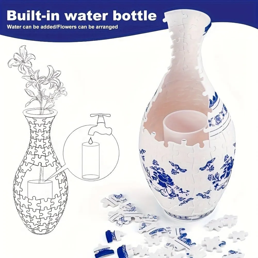Made by 160 Pieces Curved Plastic$ Pefect Housewarming Gift for Flower Arrangements and Home Decoration (Small Flowers) 3D Puzzle Vase for aristocratic onetime centrality penalty crest suffice Adults$ Puzzle Vase Built-in Water Bottle 