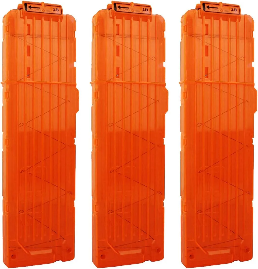 Magazine Clips for Nerf n-Strike Elite Blaster Transparent (Orange) 18-Darts Magazines Clips$ 3 Pack 18 Darts drive vacant melody summit spotlight feasibility Quick Reload Bullet Clips 