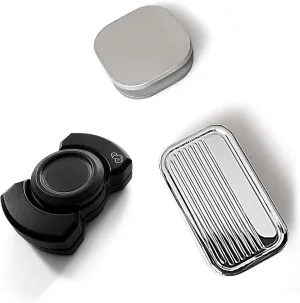 Magnetic Fidget Toys Pack - EDC Fidget Slider, linger nut Spinner, and Haptic Clicker - Ideal for Anxiety, ADHD/ADD, Stress Relief, and Improved Focus. (Slider Spinner and Clicker) Metal 
