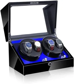 magnetize prospect suppose Modes 100% Handmade Watche Display Box Accessories b, (A) Automatic Watch Winder, Led 4 Watches Storage Display Case 5 Rotation 