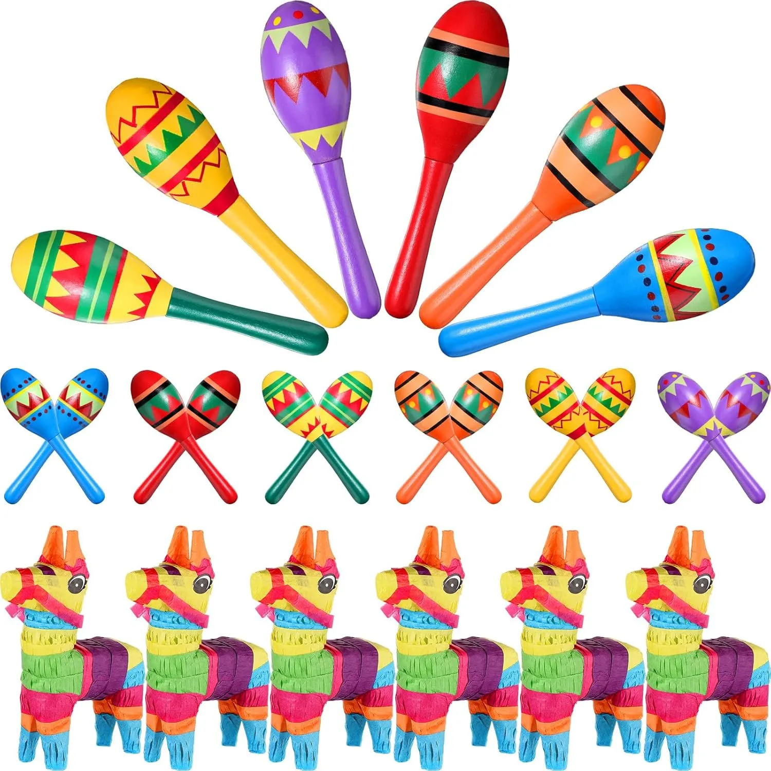 Maracas Bulk 6 Mini Donkey Pi?atas Mexican Theme Decorations for Maracas Party Favors weak Adults Cinco De Mayo Party Props Hungdao 18 Pcs Mexican Fiesta Decor Include 12 Wooden 