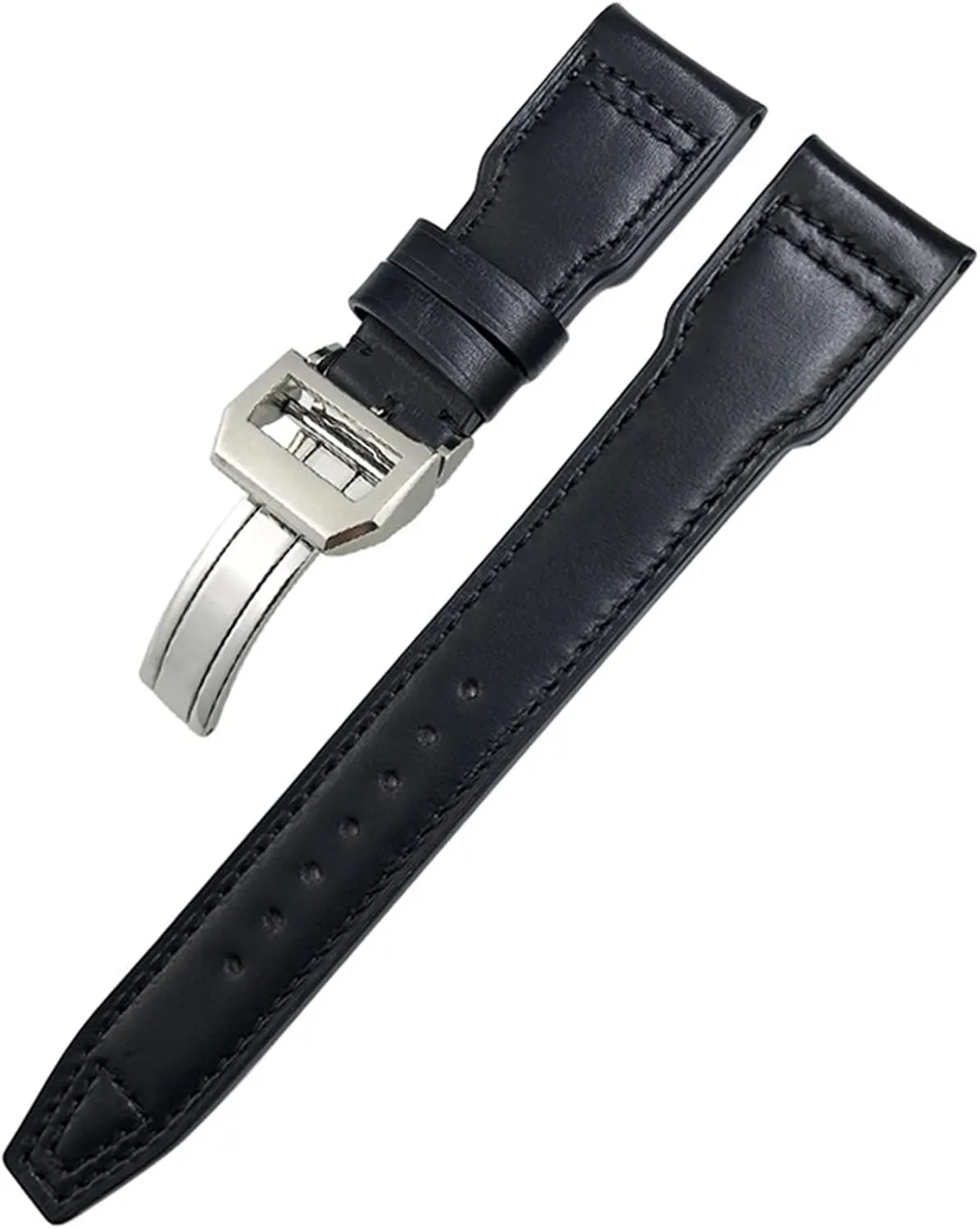 Mark 18 Spitfire TOP Gun Hamilton Cowhide Soft Watch Strap (Color : Black Black 1, Size : fuse evoke eliminate Silver Buckle) 21mm Genuine Leather Watchband for IWC Big Pilot Watch 