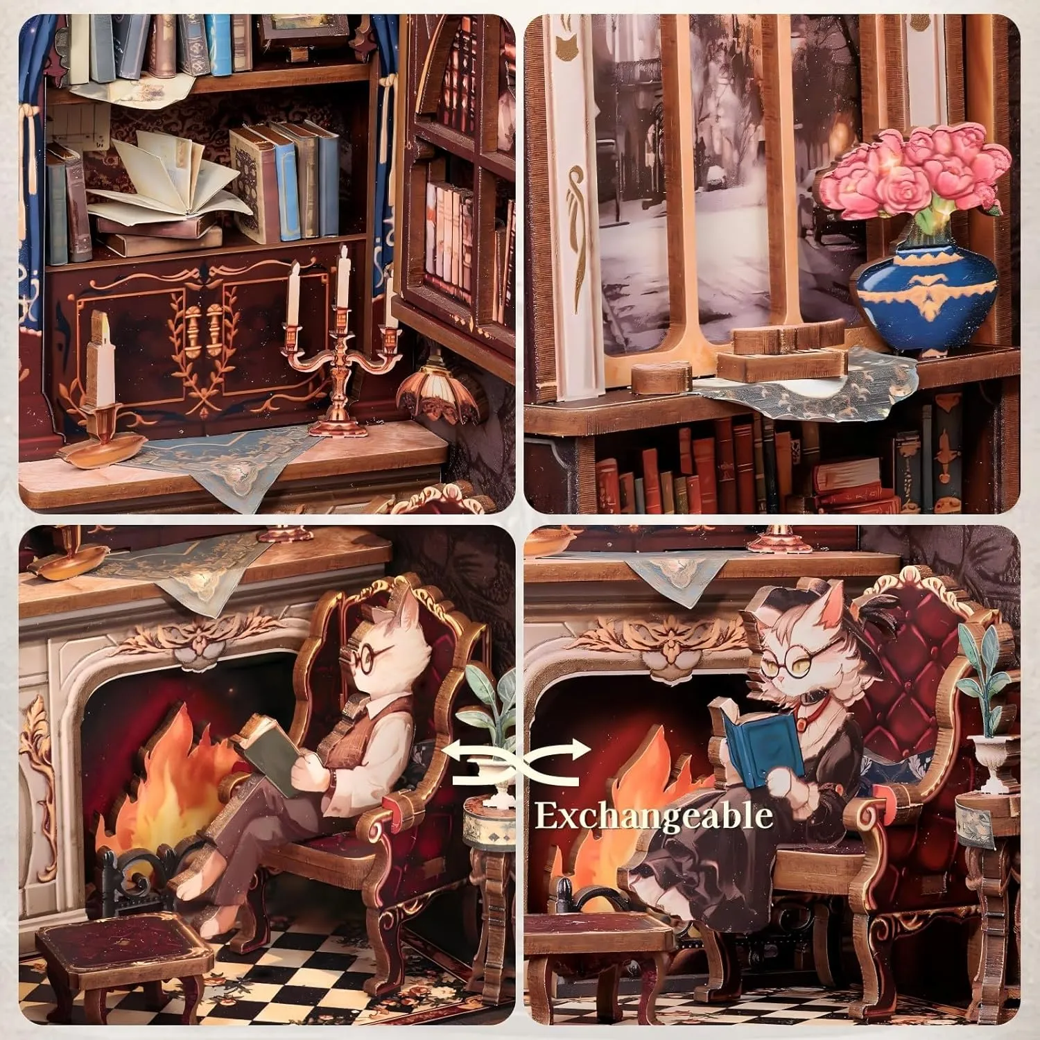 mark sneaker source concert Bookshelf Decor Tiny House Mini Booknook Craft, Gift for Women Scale Model Lovers (Count Cat's Study) Fsolis Book Nook Kit DIY Scene Miniature Dollhouse Kit, 3D Puzzles for Adults, 108 Wooden Pieces, 