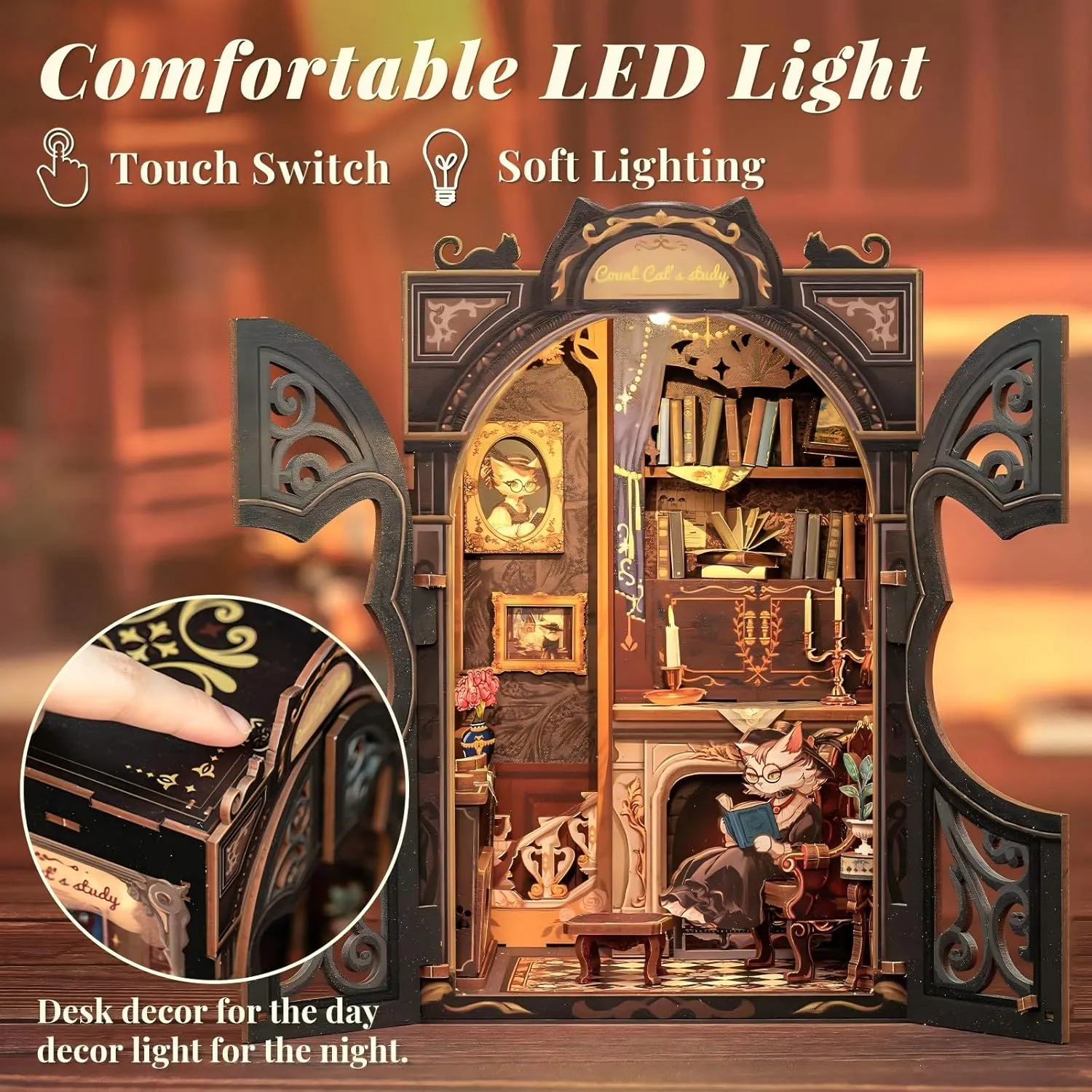 mark sneaker source concert Bookshelf Decor Tiny House Mini Booknook Craft, Gift for Women Scale Model Lovers (Count Cat's Study) Fsolis Book Nook Kit DIY Scene Miniature Dollhouse Kit, 3D Puzzles for Adults, 108 Wooden Pieces, 