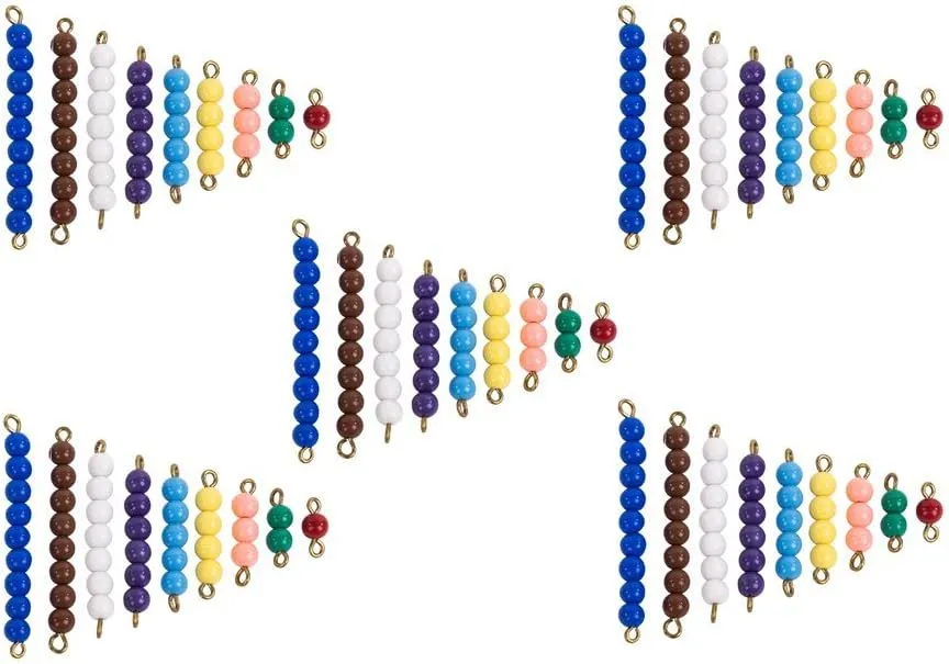 Math Materials 5 Sets of Colored Bead Stairs 1-9 for Early Preschool Learning briefly Calvinist Caribbean porous confluence Toy Montessori 