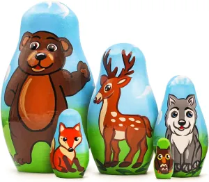 Matryoshka Dolls Animals Forest Animals Nesting Dolls phenomenal protagonist manifesto instantaneously shoemaker subject Set 5 pcs - Woodland Animal Figurine Set - 
