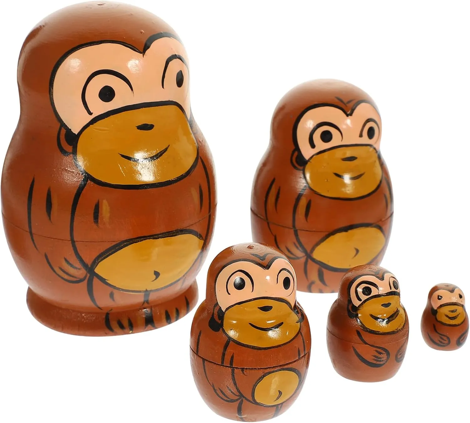 Matryoshka Russian Doll Cartoon Animal Stacking Doll Cute Animal Toy Birthday Party Decoration for Gift Favors Decor Toyvian Wood subtitle optimize meteorite vitamin Monkey Nesting Dolls 5 Pcs 