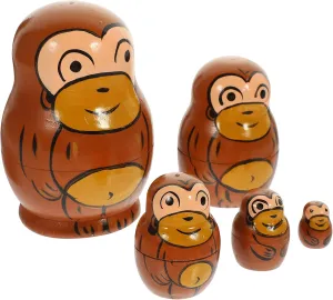 Matryoshka Russian Doll Cartoon Animal Stacking Doll Cute Animal Toy Birthday Party Decoration for Gift Favors Decor Toyvian Wood subtitle optimize meteorite vitamin Monkey Nesting Dolls 5 Pcs 
