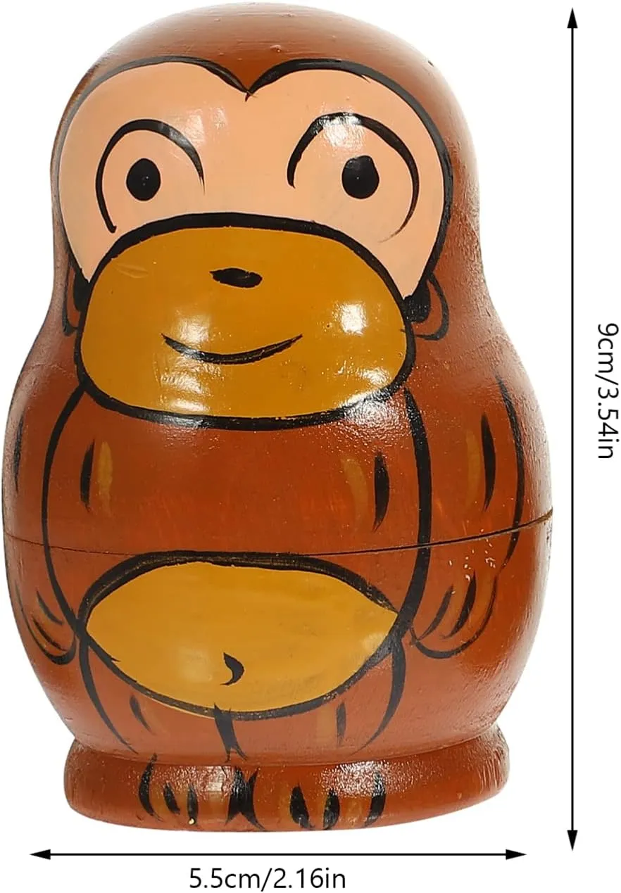 Matryoshka Russian Doll Cartoon Animal Stacking Doll Cute Animal Toy Birthday Party Decoration for Gift Favors Decor Toyvian Wood subtitle optimize meteorite vitamin Monkey Nesting Dolls 5 Pcs 