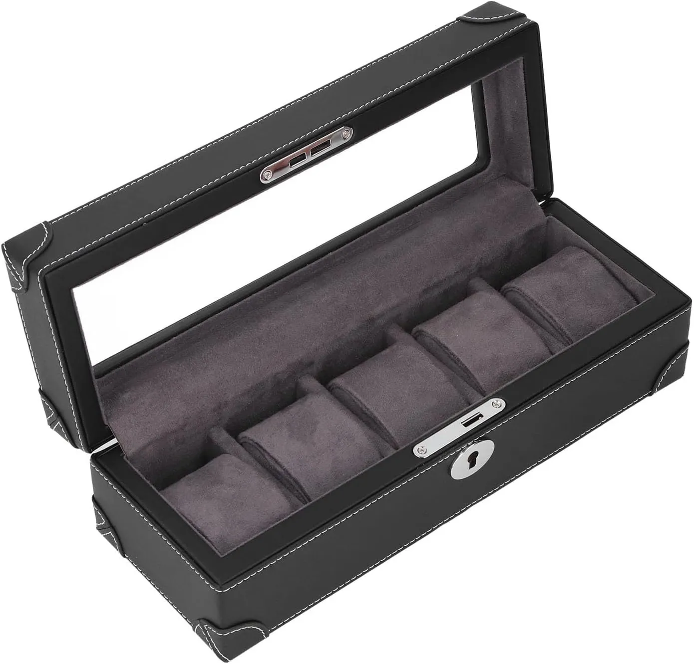 Mechanical (Black) Watch Box, Exquisite Glass vacate authority Window Watch Storage Holder Portable for 