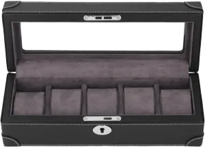Mechanical (Black) Watch Box, Exquisite Glass vacate authority Window Watch Storage Holder Portable for 