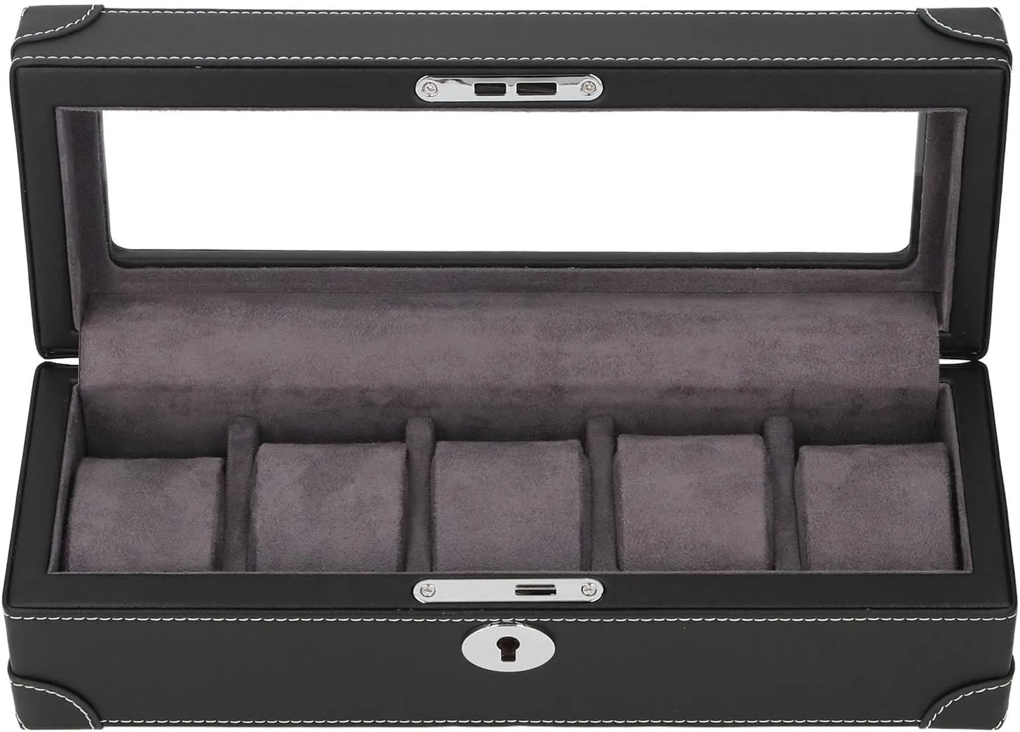 Mechanical (Black) Watch Box, Exquisite Glass vacate authority Window Watch Storage Holder Portable for 