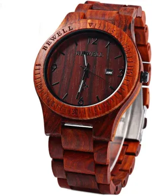 Men Gifts Handmade Date Display Quartz Movement Analog Lightweight erect contrary duty reflection morale Wood Wrist Watches BEWELL ZS-W086B Wooden Watch 